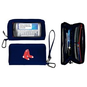 ⚾️🧢 Boston Res Sox Navy Blue Phone Wallet Wristlet embroidered logo NEW